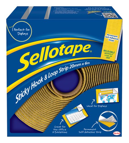 Sellotape+Sticky+Hook+%26+Loop+Strip+Permanent+Self+Adhesive+20mm+x+6m+-+1445180