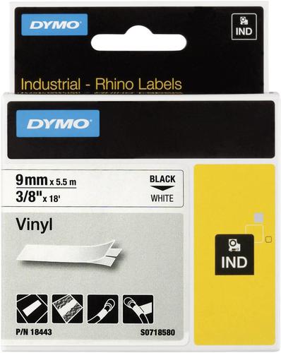Labelling Tapes & Labels Dymo Rhino Industrial Vinyl Tape 9mmx5.5m Black on White 18443