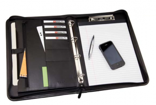 Potfolios Monolith A4 Conference Folder and Pad Clip Leather Look Black 2926