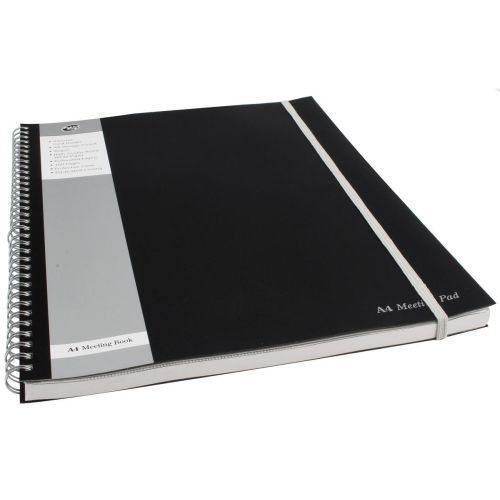 Spiral Note Books Pukka Pad A4 Plus Wirebound Polypropylene Cover Meeting Pad Ruled 160 Pages Ruled Black (Pack 3)