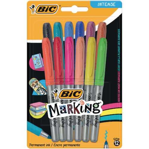 BIC Marking Colour Collection Permanent Marker Bullet Tip 0.8mm Line Assorted Colours (Pack 12) - 943163