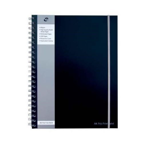 Spiral Note Books Pukka Pad Jotta A4 Wirebound Polypropylene Cover Notebook Ruled 160 Pages Black (Pack 3)