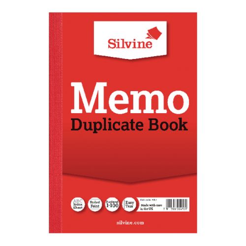 Duplicate Silvine 152x102mm Duplicate Memo Book Carbon Ruled 1-100 Taped Cloth Binding 100 Sets (Pack 12)