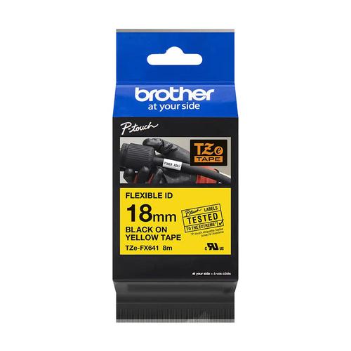 Ribbons Brother Black On Yellow Label Tape 18mm x 8m - TZEFX641