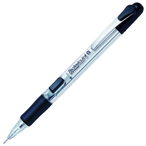Mechanical Pencils Pentel Techniclick Mechanical Pencil HB 0.5mm Lead Black/Transparent Barrel (Pack 12)