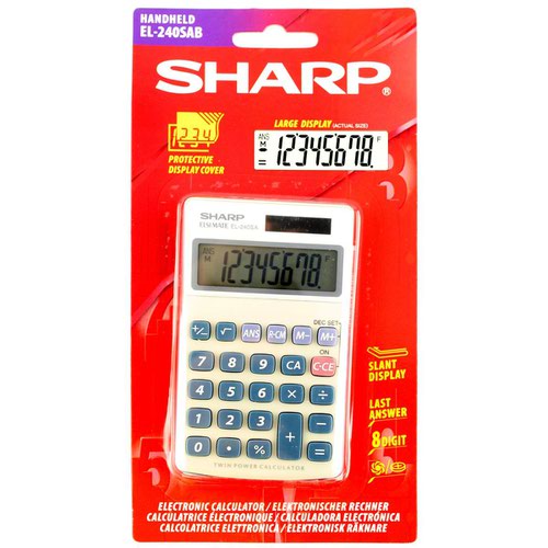 Handheld Calculator Sharp EL240SAB 8 Digit Handheld Calculator Grey SH-EL240SAB
