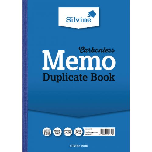 Silvine A4 Duplicate Book Carbonless Ruled 1-100 Taped Cloth Binding 100 Sets (Pack 3)