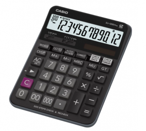 Desktop Calculator Casio DJ-120D Plus 12 Digit Desktop Calculator Black DJ-120DPLUS-W-EP