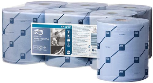 Tork Reflex M4 Centrefeed Tissue 2-Ply 150m Blue (Pack 6) - 473263 Tork Reflex M4 Centrefeed Tissue 2-Ply 150m Blue (Pack 6) - 473263