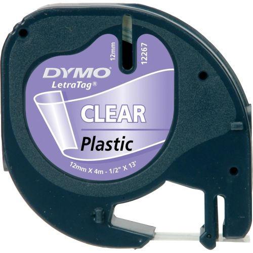 Labelling Tapes & Labels Dymo LetraTag Clear Plastic Tape 12mmx4m Black on Clear S0721530