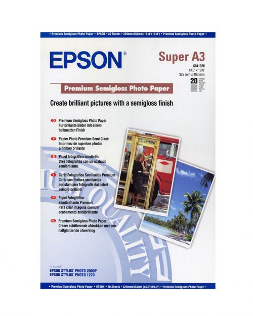 Photo Paper Epson A3 Plus Semi Gloss Photo Paper 20 Sheets - C13S041328