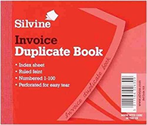 Duplicate Silvine 102x127mm Duplicate Invoice Book Carbon Ruled 1-100 Taped Cloth Binding 100 Sets (Pack 12)