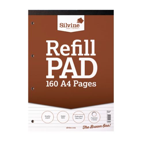 Silvine A4 Refill Pad Ruled 160 Pages Brown (Pack 6)