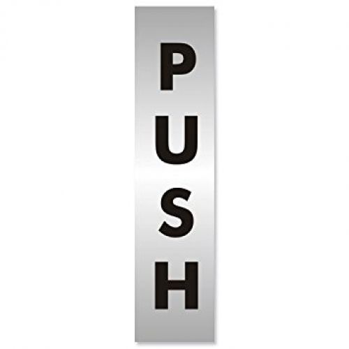 Advice Stewart Superior Acrylic Push Sign Brushed Aluminium 190x45mm