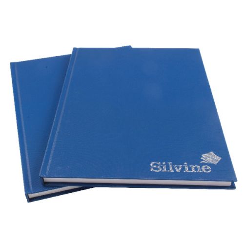 Silvine A4 Casebound Hard Cover Notebook Ruled 192 Pages Blue (Pack 6)