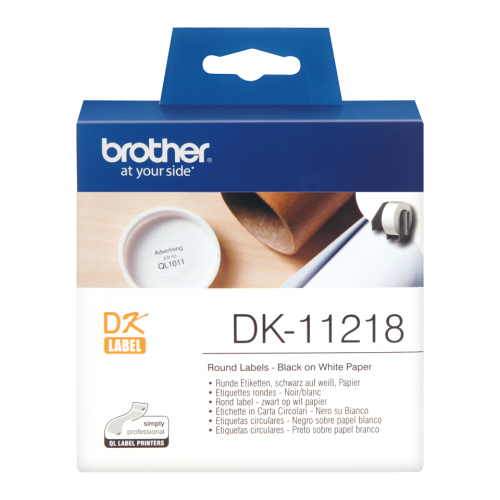 Ribbons Brother Black On White Round 24mm Labels 1000 Labels - DK11218