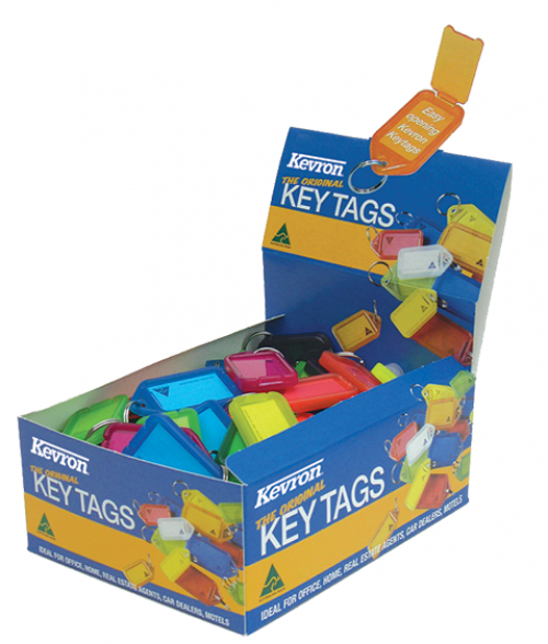 Kevron+Key+Tags+Plastic+Assorted+Colours+%28Pack+100%29+ID5AC100Z