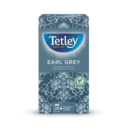 Tea Tetley Earl Grey Tea Bags Individually Wrapped and Enveloped (Pack 25)