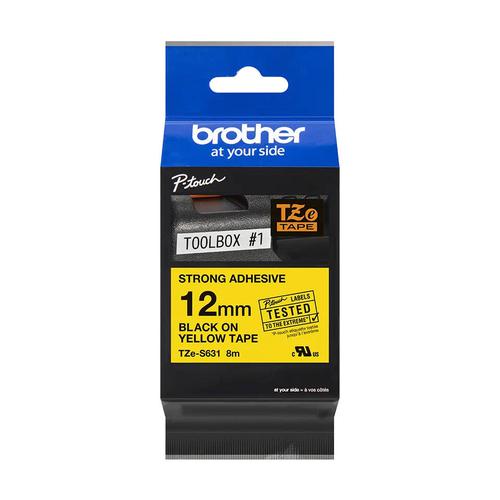 Brother+Black+On+Yellow+Strong+Label+Tape+12mm+x+8m+-+TZES631