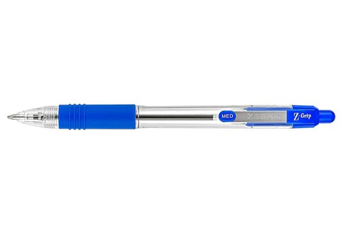 Ball Point Pens Zebra Z-Grip Retractable Ballpoint Pen 1.0mm Tip Blue (Pack 12)