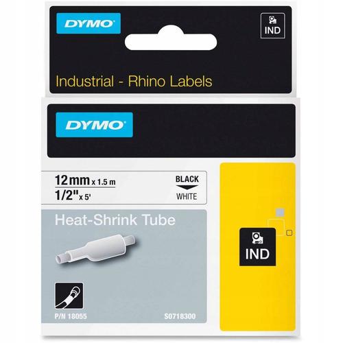 Labelling Tapes & Labels Dymo Rhino Industrial Heat Shrink Tube 12mmx1.5m Black on White 18055