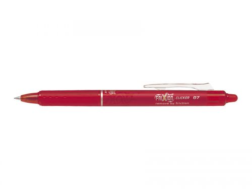 Pilot+FriXion+Clicker+Erasable+Retractable+Gel+Rollerball+Pen+0.7mm+Tip+0.35mm+Line+Red+%28Pack+12%29+-+229101202