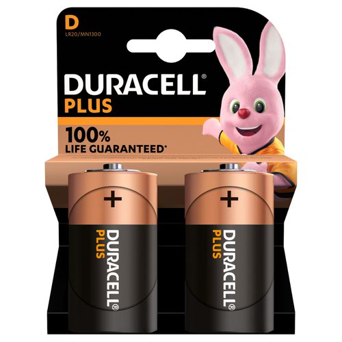 D Duracell Plus D Alkaline Batteries (Pack 2) MN1300B2PLUS