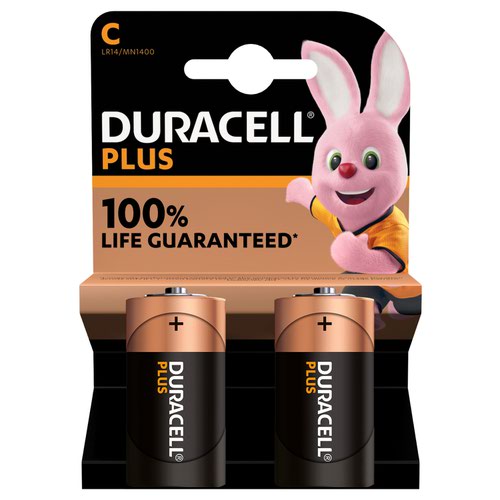 C Duracell Plus C Alkaline Batteries (Pack 2) MN1400B2PLUS