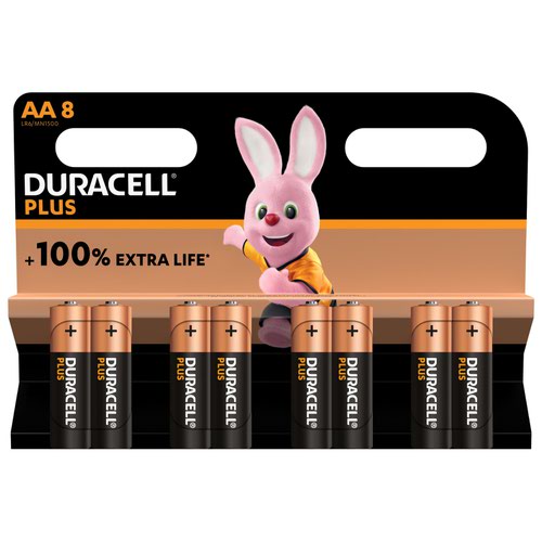 AA Duracell Plus AA Alkaline Batteries (Pack 8) MN1500B8PLUS