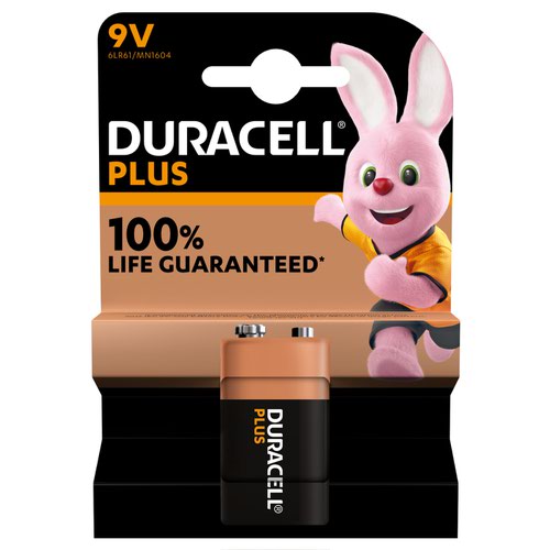 9V Duracell Plus 9V Alkaline Batteries (Pack 1) MN1604B1PLUS