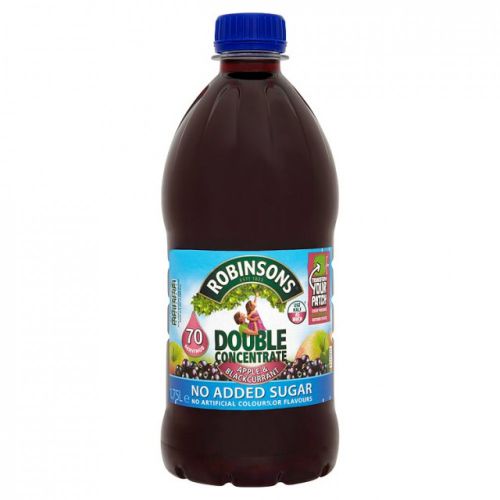 Robinsons Double Concentrate No Added Sugar Apple and Blackcurrant Squash 1.75 Litre (Pack 2) 402047