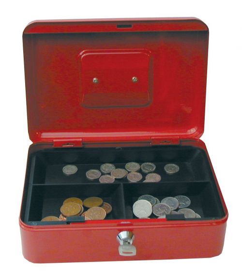 ValueX+Metal+Cash+Box+250mm+%2810+Inch%29+Key+Lock+Red+-+CBRD10