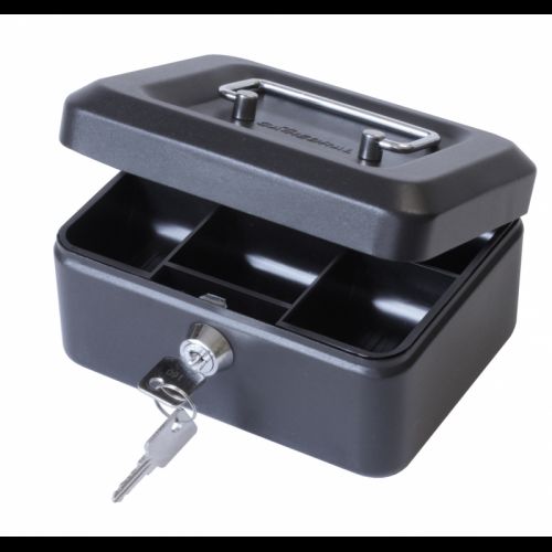 Cash ValueX Metal Cash Box 150mm (6 inch) Key Lock Black