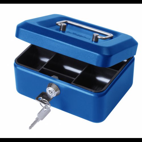 ValueX 15cm (6 inch) key lock Metal Cash Box Blue