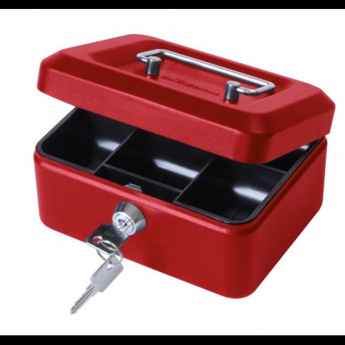 Cash ValueX Metal Cash Box 150mm (6 inch) Key Lock Red