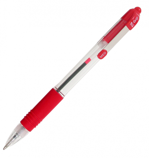 Ball Point Pens Zebra Z-Grip Retractable Ballpoint 1.0mm Tip Red (Pack 12)