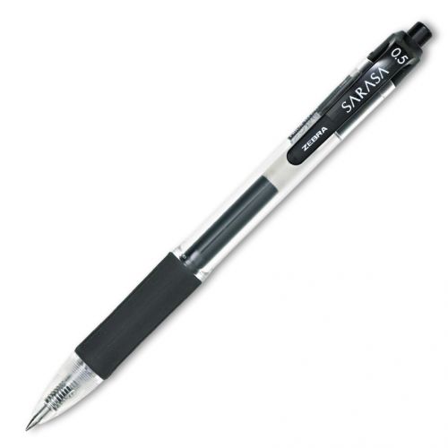 Zebra+Sarasa+Retractable+Gel+Rollerball+Pen+0.5mm+Tip+0.3mm+Line+Black+%28Pack+12%29+-+46710