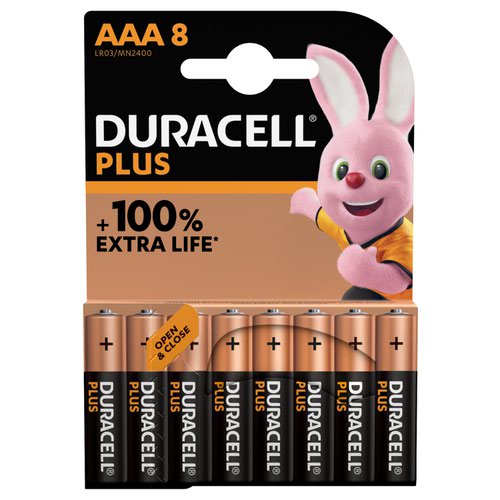 Duracell Plus Power AAA Alkaline Battery (Pack 8) MN2400B8PLUS