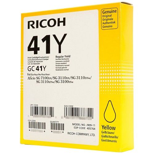 Ricoh GC41Y Yellow Standard Capacity Gel Ink Cartridge 2.2K pages - 405764