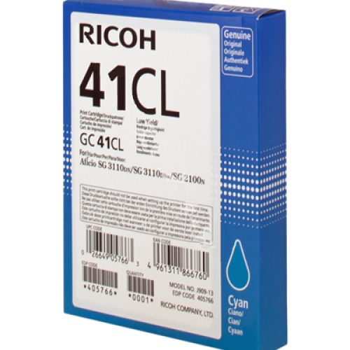 Ricoh GC41CL Cyan Standard Capacity Gel Ink Cartridge 600 pages - 405766