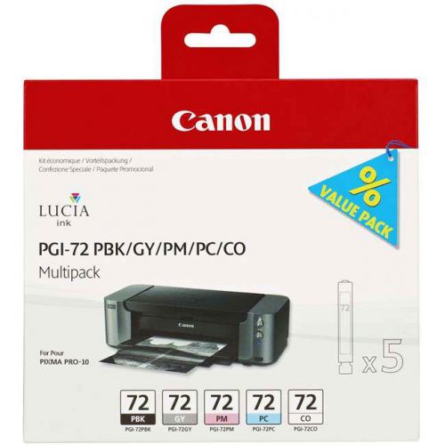 Inkjet Cartridges Canon PGI72 Grey Photo Black Cyan Magenta Chroma Optimizer Standard Capacity Ink Cartridge 5 x 14ml Multipack - 6403B007
