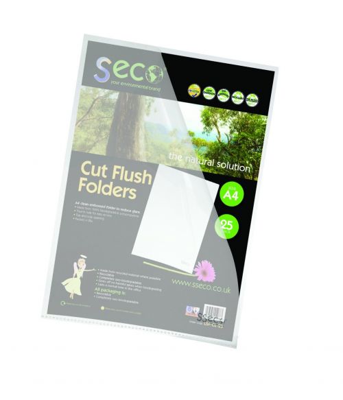 Seco Cut Flush Folder Polypropylene A4 180 Mircon Clear (Pack 25)