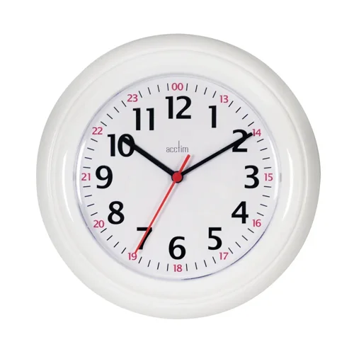 Acctim Wexham Quartz 24 Hour Wall Clock 225mm Diameter White - 21862 Acctim Wexham Quartz 24 Hour Wall Clock 225mm Diameter White - 21862