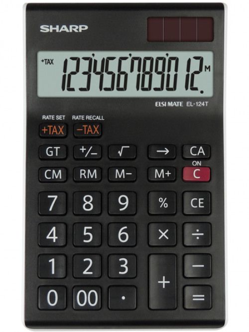 Sharp EL124TWH 12 Digit Desktop Calculator Black SH-EL124TWH