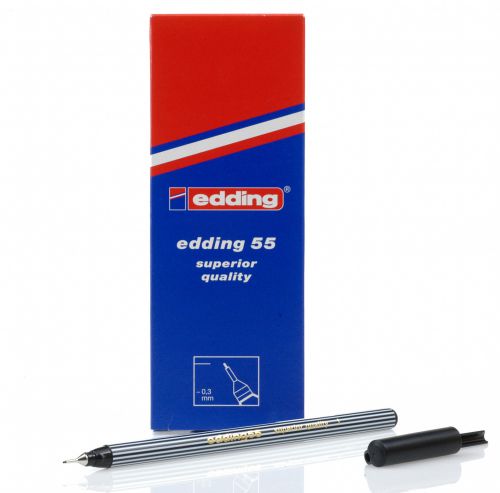 Fineliner Pens Edding 55 Fineliner Pen 0.3mm Line Black (Pack 10)