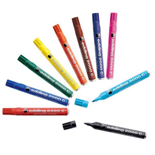 Permanent Markers Edding 2000C Permanent Marker Bullet Tip 1.5-3mm Line Assorted Colours (Pack 10)