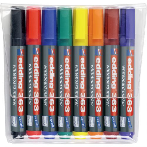 Drywipe Markers edding 363 Whiteboard Marker Chisel Tip 1-5mm Line Assorted Colours (Pack 8)