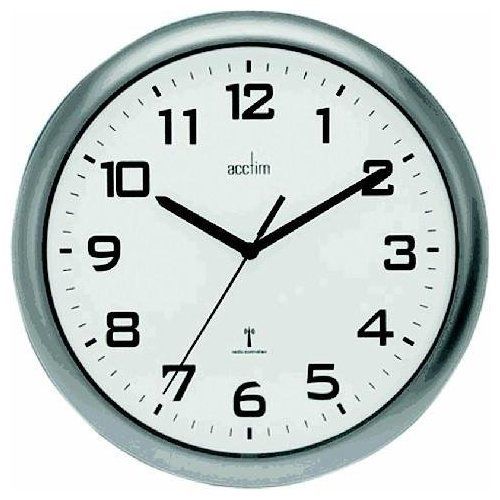 Acctim Cadiz Wall Clock Radio Controlled 255mm Silver 74137