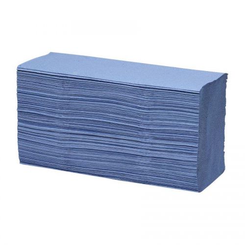 Hand Towels & Dispensers ValueX Hand Towel Z Fold 1 Ply Blue 250 Sheet (Pack 12)