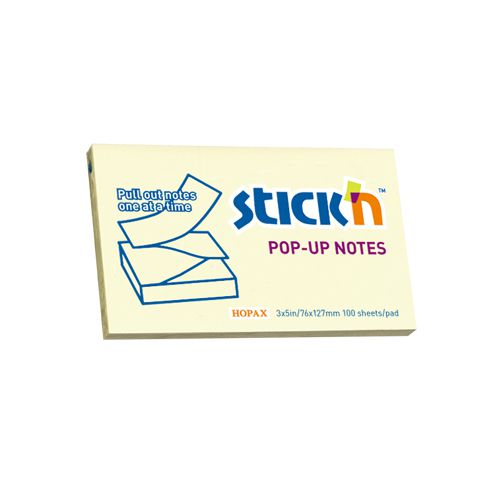 ValueX Stickn Pop-Up Sticky Notes 76x127mm Yellow (Pack 12)